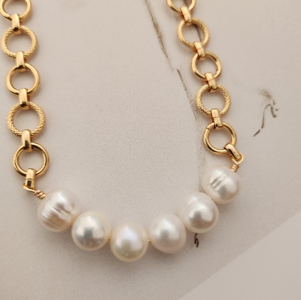 🏖New, 18k gold necklace, perls, necklaces for women, handmade.